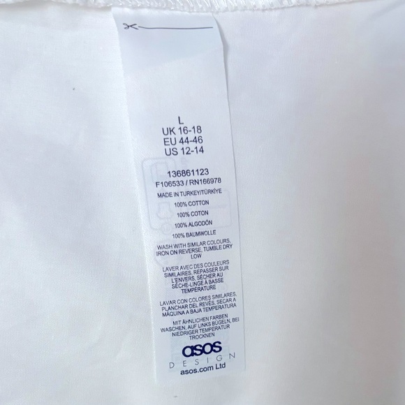 ASOS Poplin Tie Front White Maxi Dress. Size Large. Like new. - Picture 8 of 8